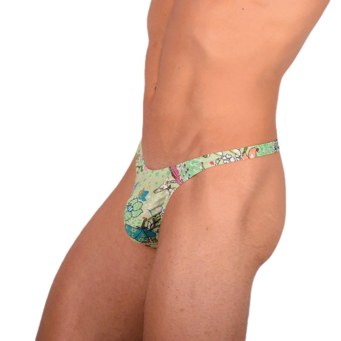 XS/S SMU Tanning Walking around Green Floral Thongs MX20 34063