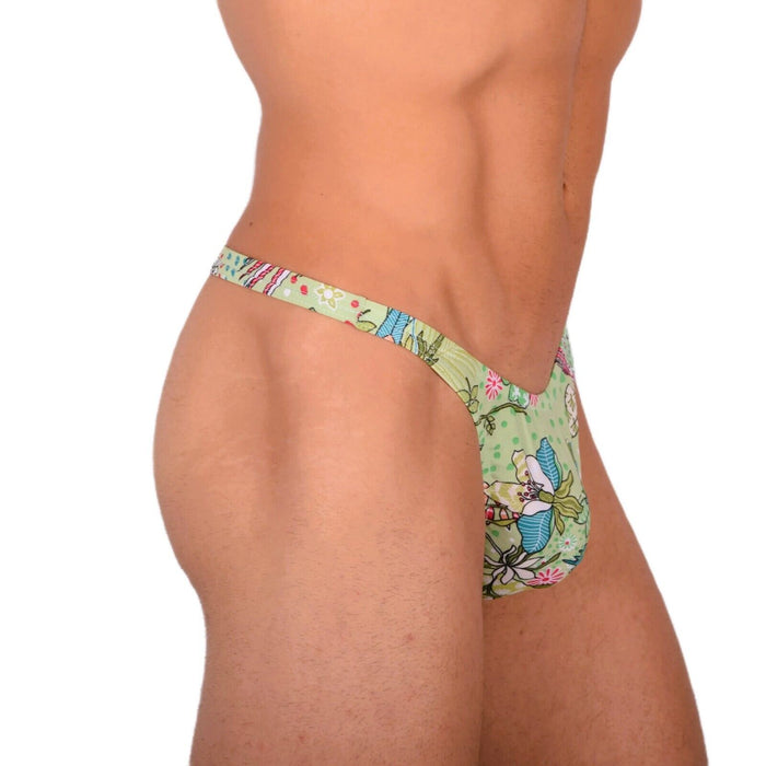 XS/S SMU Tanning Walking around Green Floral Thongs MX20 34063