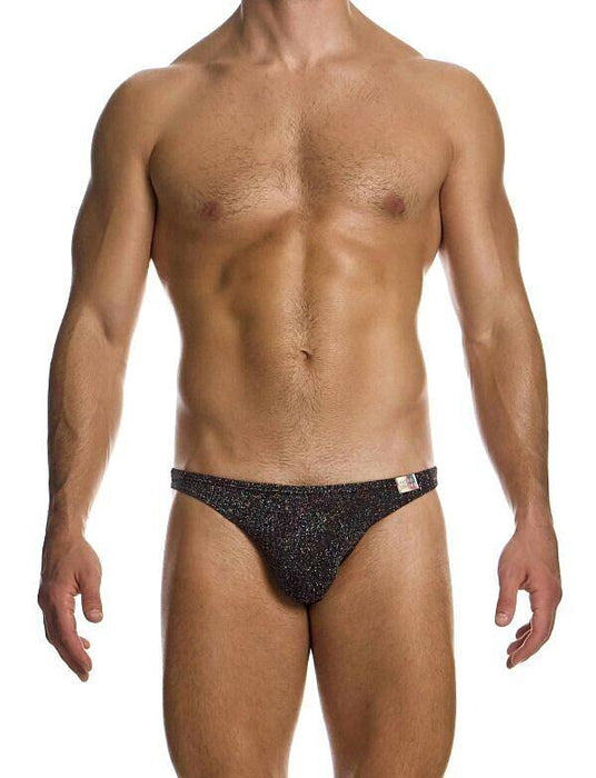 MODUS VIVENDI Low-Cut Brief Elastic Knit Lurex Yarns Jacquard Black 02514 B87