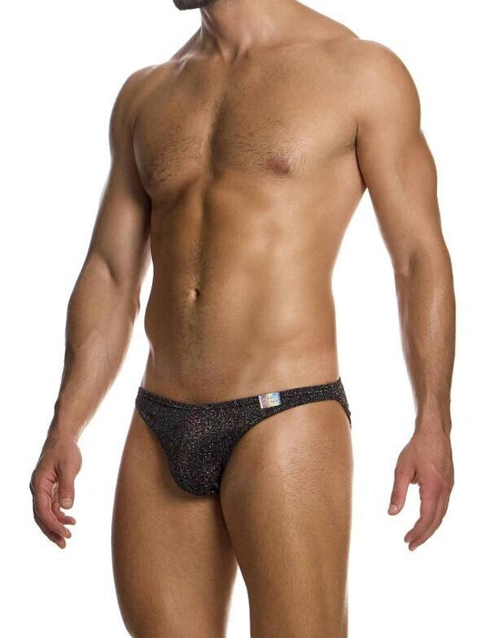 MODUS VIVENDI Low-Cut Brief Elastic Knit Lurex Yarns Jacquard Black 02514 B87