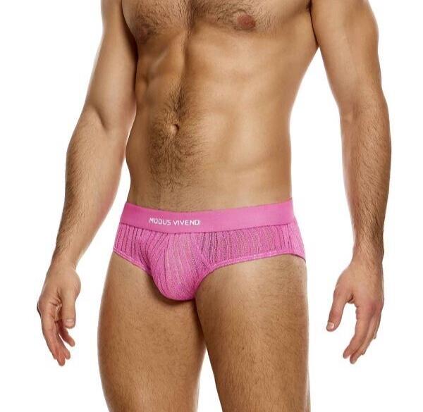 MODUS VIVENDI Stretch Briefs Striped Crochet Classic Knitted Brief Pink 07414