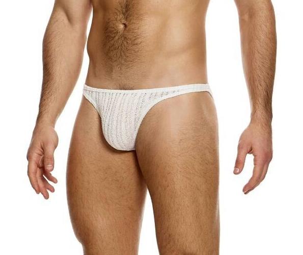 MODUS VIVENDI Bikini Briefs Striped Crochet Low-Cut Brief in Natural 07413