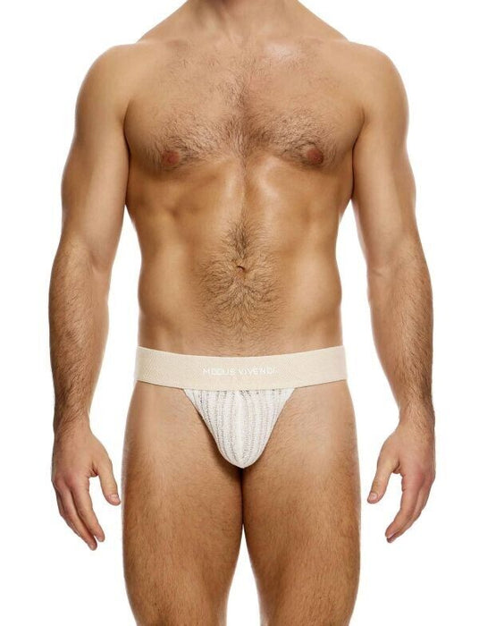 MODUS VIVENDI T-String Striped Crochet Thong Back V-Shape in Natural 07411