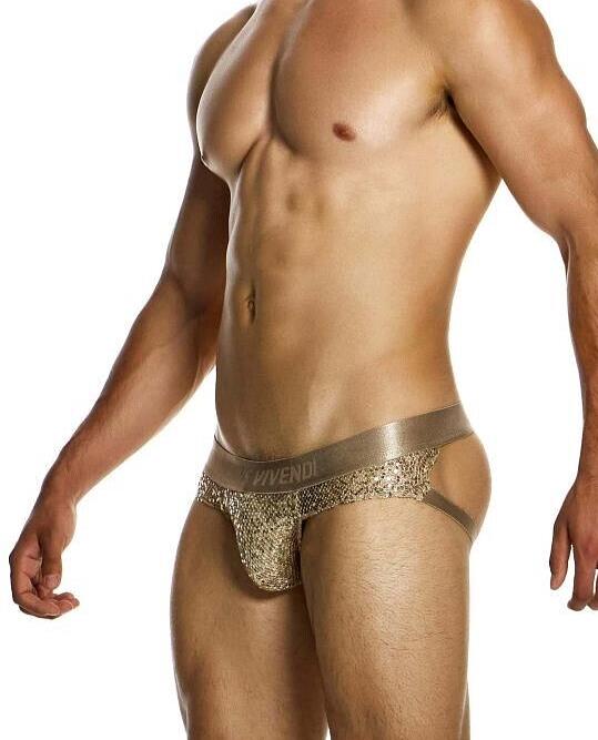 MODUS VIVENDI Harem Jockstrap Slim Fit Shiny Jacquards Sequins Gold Jock 19412