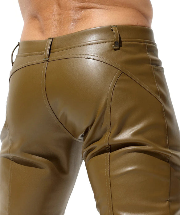 RUFSKIN Slim-Fit Straight-Leg Pants BRUNO Premium Leatherette Pant in Olive