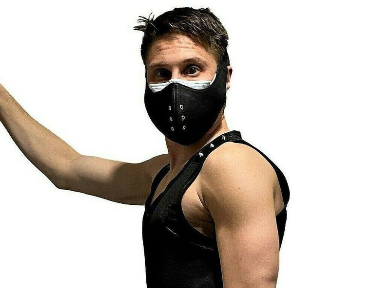 SMU Leather Mask Unisex Top Quality Canadian Leather in Black 1050 1