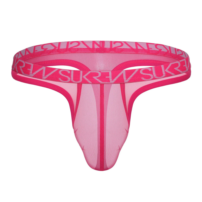 SUKREW Mesh Low-Rise Thong Unlined Stretch in Electric Pink 43