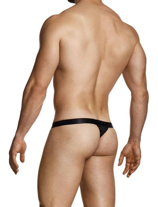 Modus Vivendi Sheer Floral Lace Thong Knitted Semitransparent Black 04114 B102