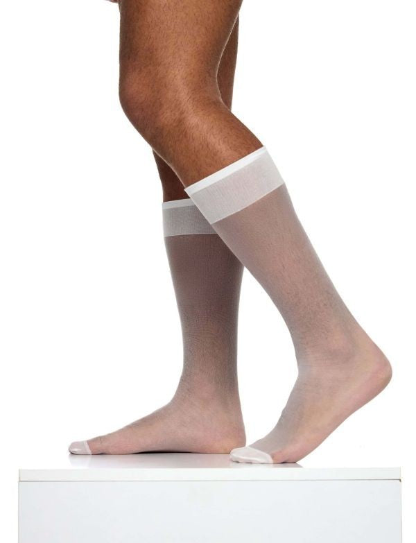MODUS VIVENDI Transparent Socks Knee Length One Size White Nylon XS2424 B56