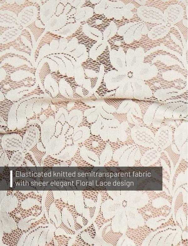 Modus Vivendi Floral Lace Longsleeves Shirt Sheer Knitted Ivory 04151 B102