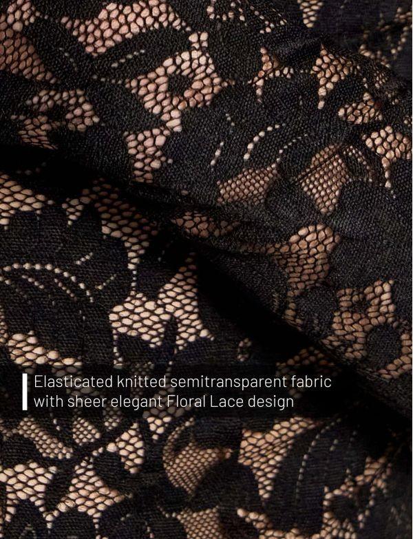 Modus Vivendi Floral Lace Ankle-Length Leggings Knitted Sheer Black 04161 B102