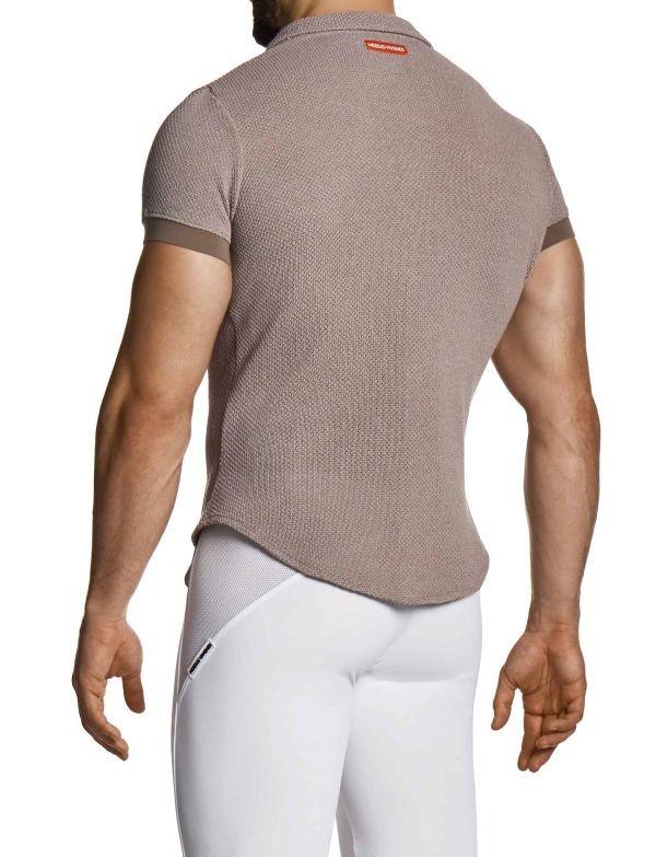 MODUS VIVENDI Micro Crochet Knitted Shirt Muscle-Fit in Brown 22441 B103