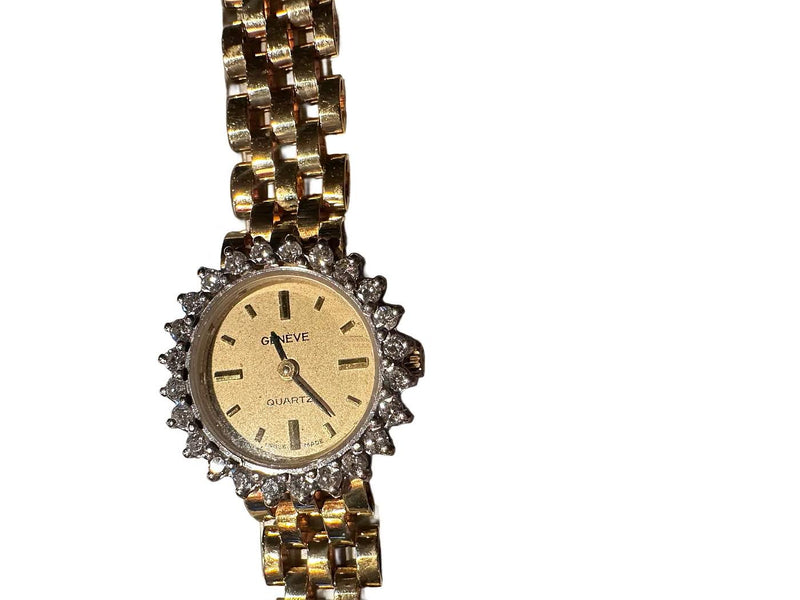 Rare GENEVE Women's Watch 21g 18K Gold 25 Pts Diamonds Wristwatches