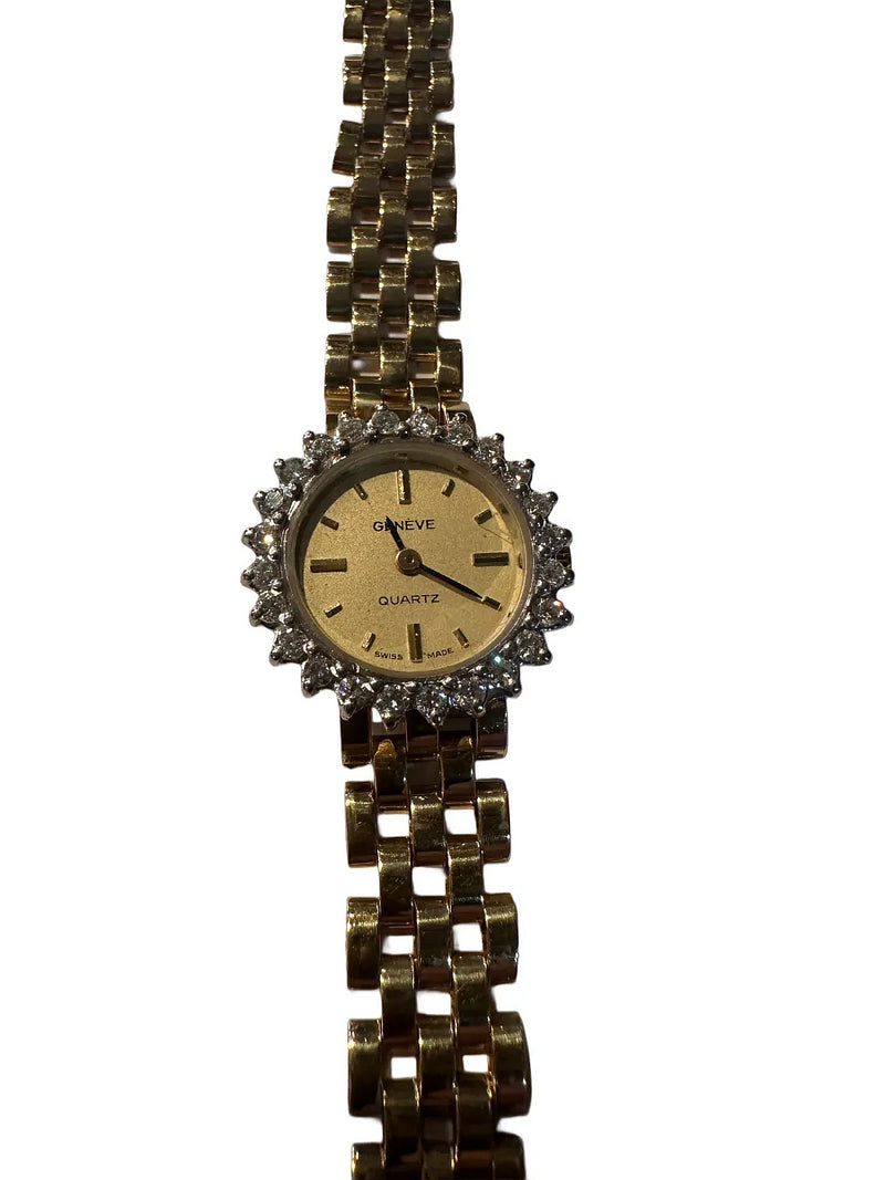 Rare GENEVE Women's Watch 21g 18K Gold 25 Pts Diamonds Wristwatches