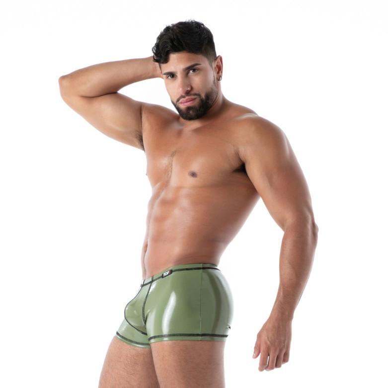 TOF PARIS Latex Boxer Trunk 100% Natural Second-Skin Datex in Khaki T3