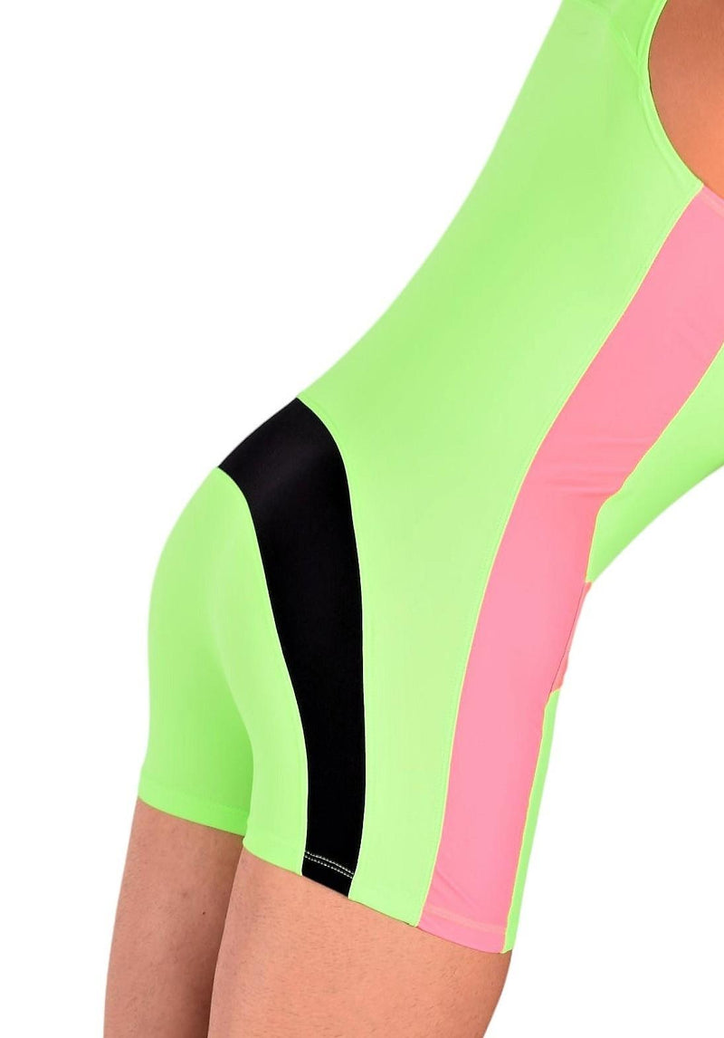 SMU Singlet Bodysuit Fashion Short Lime Pink 2C