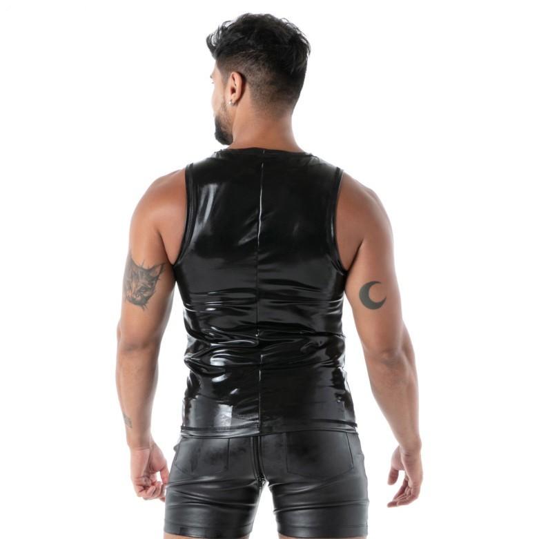 TOF PARIS Easy Zipped Tank Top 100% Latex Second-Skin Sleeveless Datex Black T1