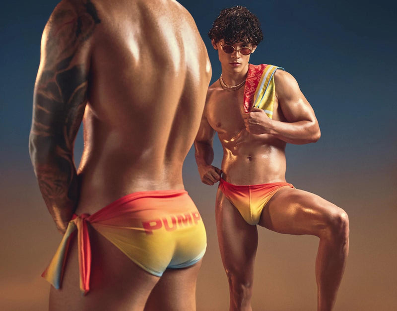 PUMP! Swimwear Sunset Knotty Swim Brief With Adjustable Tie-Side Knot 13030 15