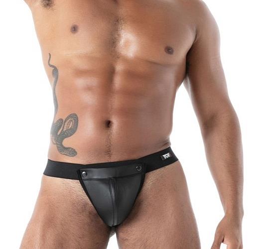 TOF PARIS Neoprene Snap Thong Removable Pouch in Bold Black 32