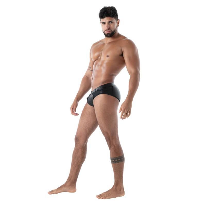 TOF PARIS Kinky Full-Zip Brief With Three Sliders and Mesh Side Pockets Black 32