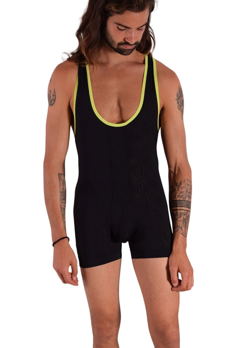 Fankazi Bodysuit Fashion Sheer Singlet Black F2001 14