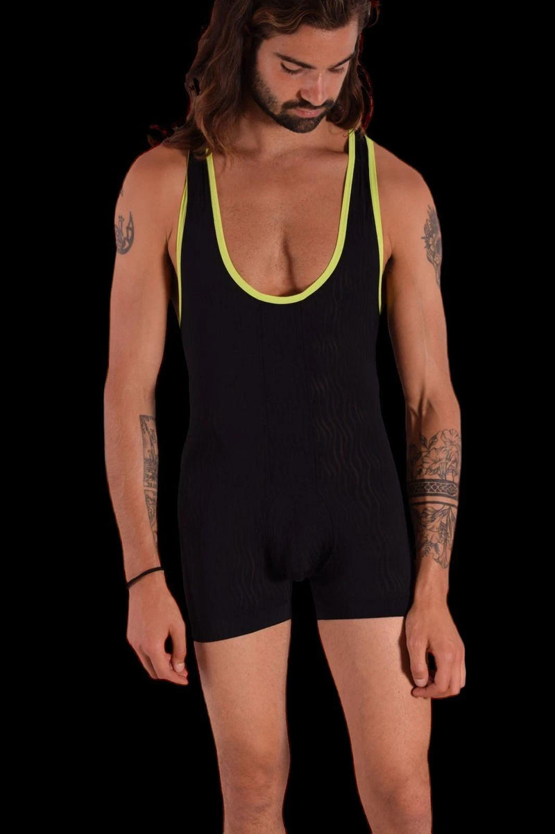 Fankazi Bodysuit Fashion Sheer Singlet Black F2001 14