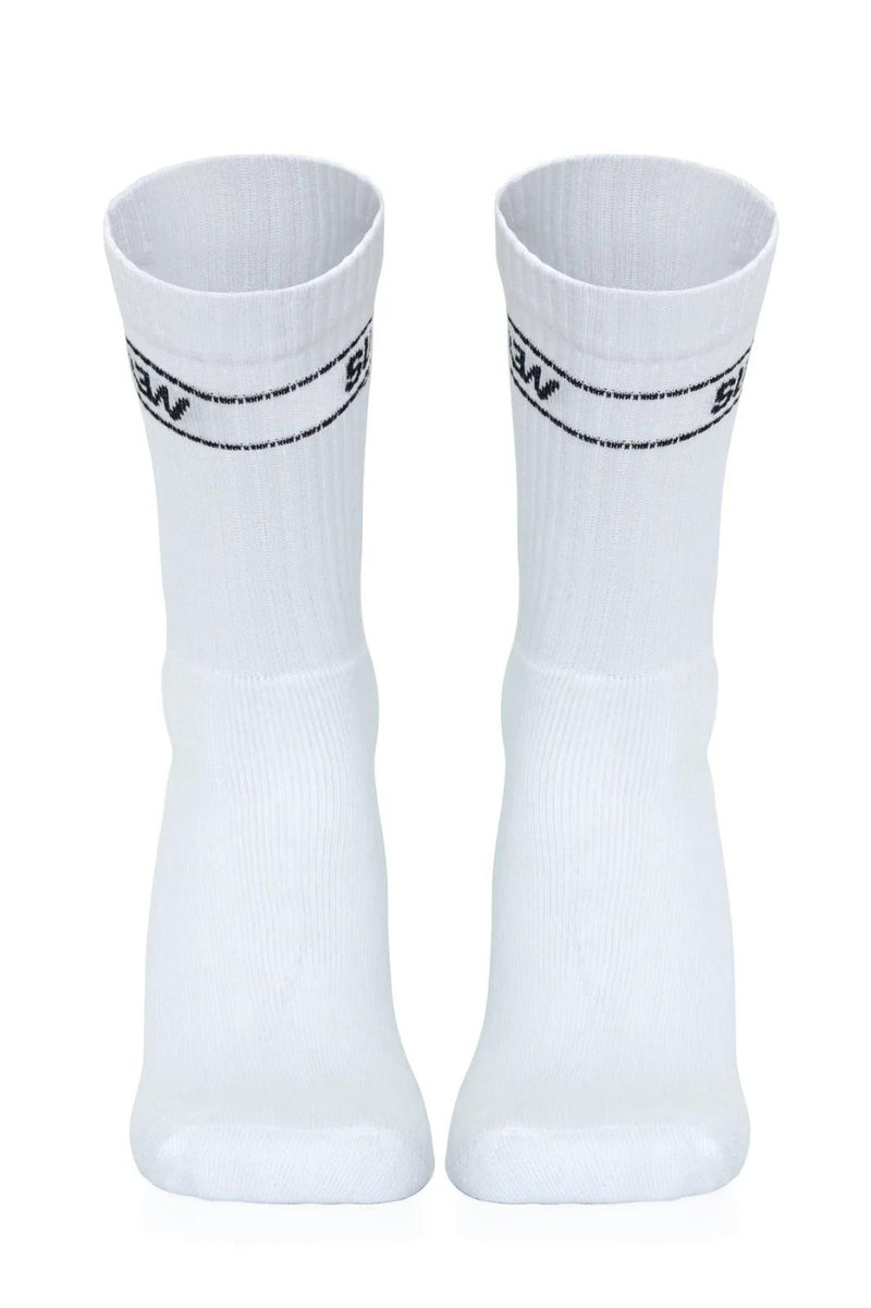 SUKREW Mid-Calf Height Socks in Classic White 16