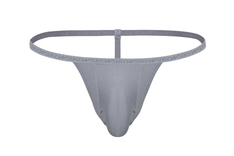 SUKREW G-String Low-Rise Stretchy Cotton Strings Thongs in Studio Grey 27