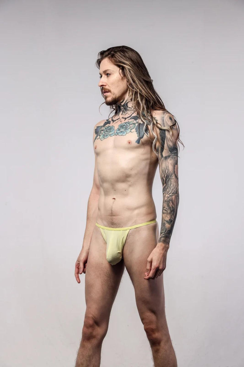 SUKREW G-Strings Low-Rise Stretch Cotton String Thongs in Blonde Yellow 27