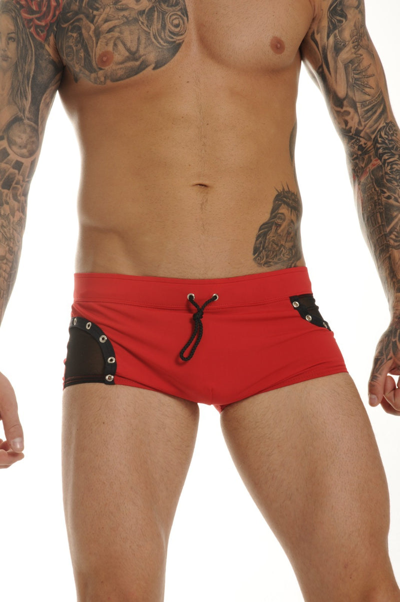XS Gregg Homme Swim Trunk Shock Brazilian Cut Swimwear Red 45565 MX6