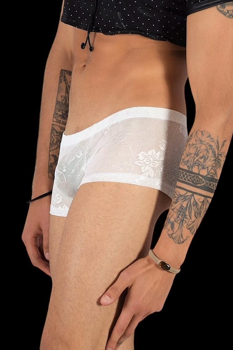 SMU Boxer Aristocrat Lace Mini Hipster Sheer White 100705 H53