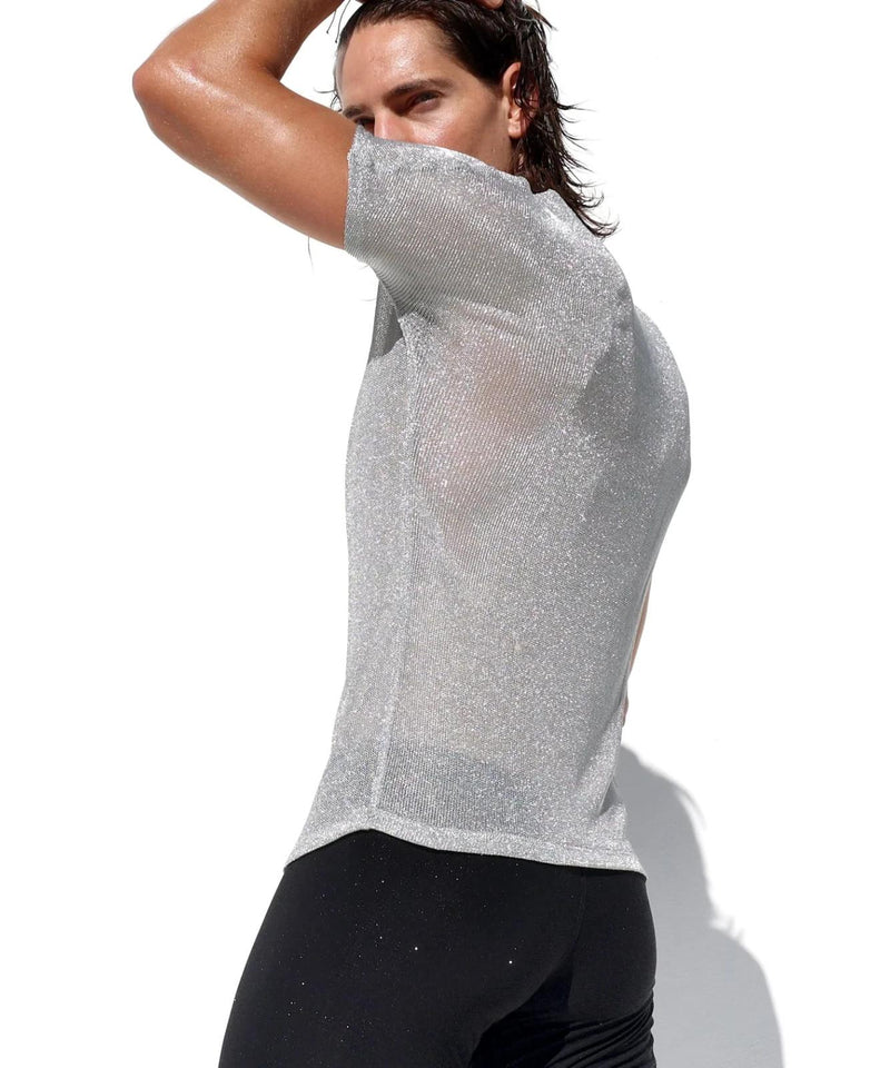 RUFSKIN Short-Sleeve Shirt HENRI Crew Neck Kimono Cut T-Shirt Silver 78