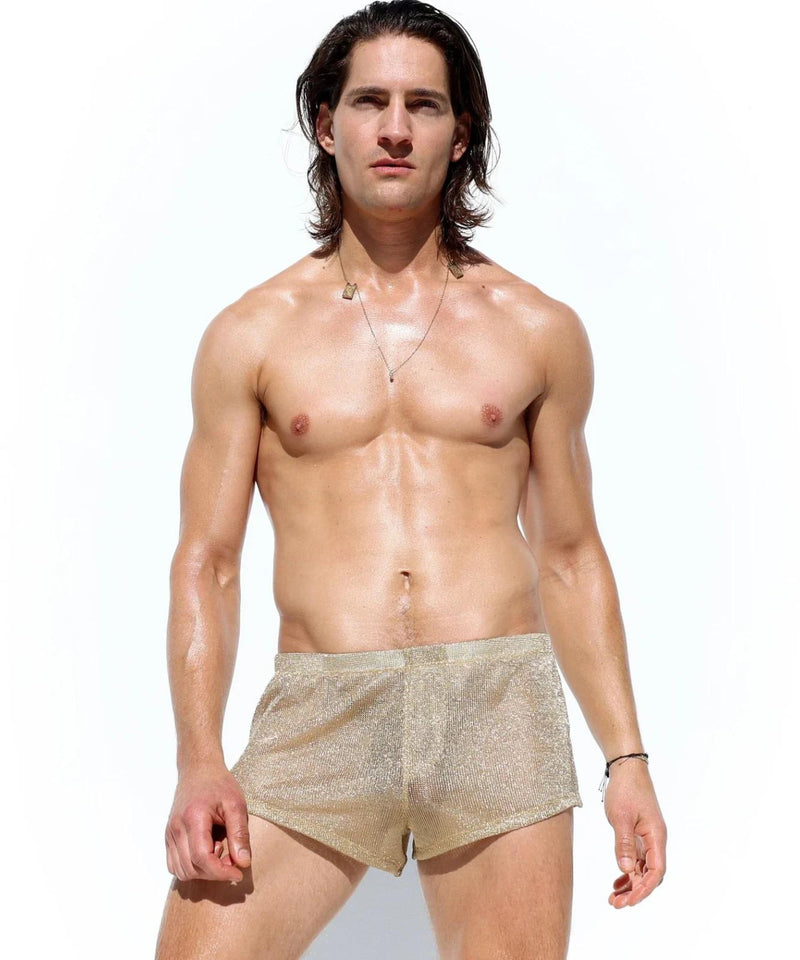 RUFSKIN Boxer Shorts MIDAS Back Yoke Faux Front Fly in Metallic Gold 86