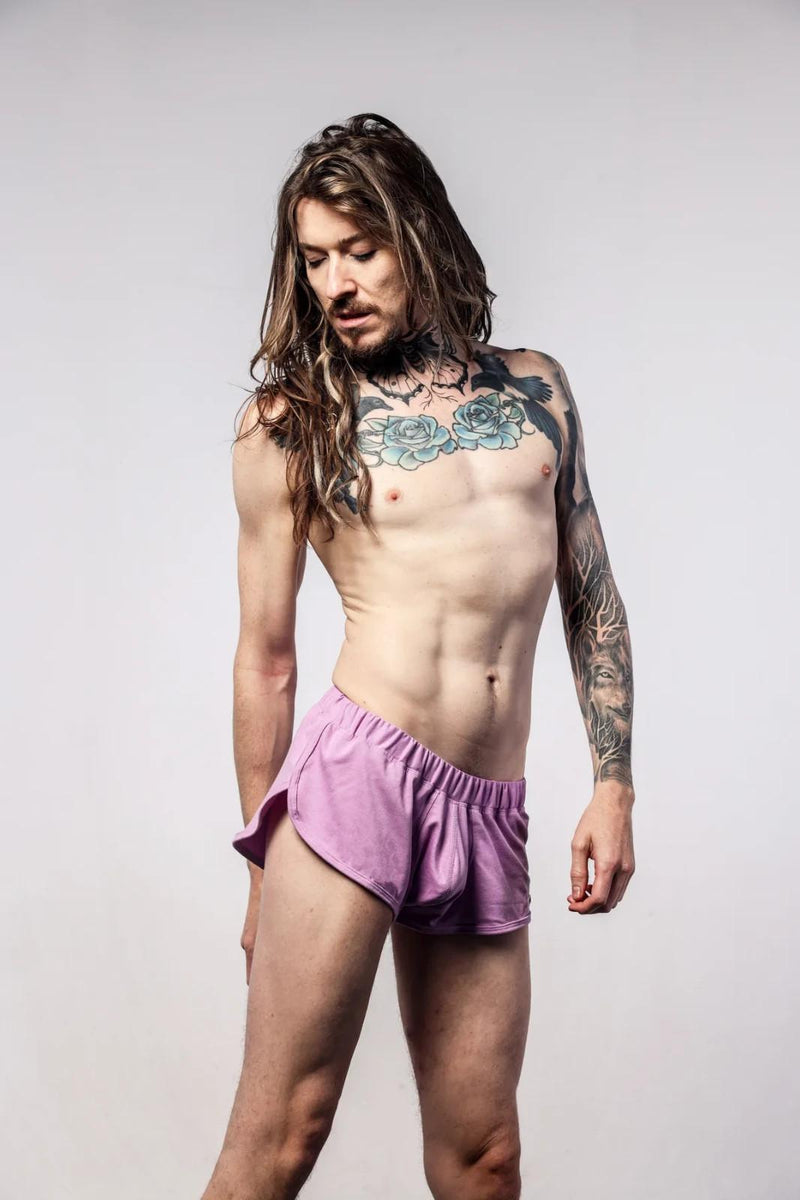 SUKREW Shorts Loose-Fit Runner Short With Contoured Pouch in Pale Magenta 4