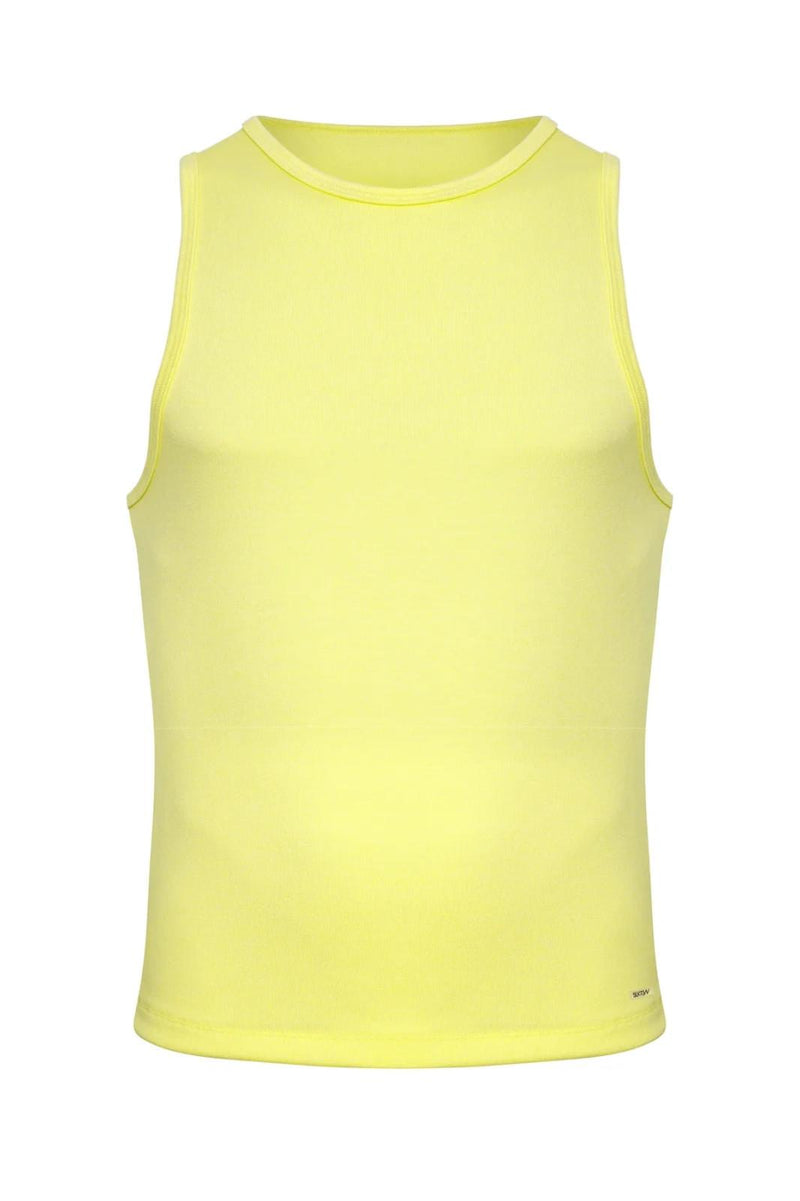 SUKREW Vest Sleeveless Tank Top With Rounded Neck in Blonde Yellow 27