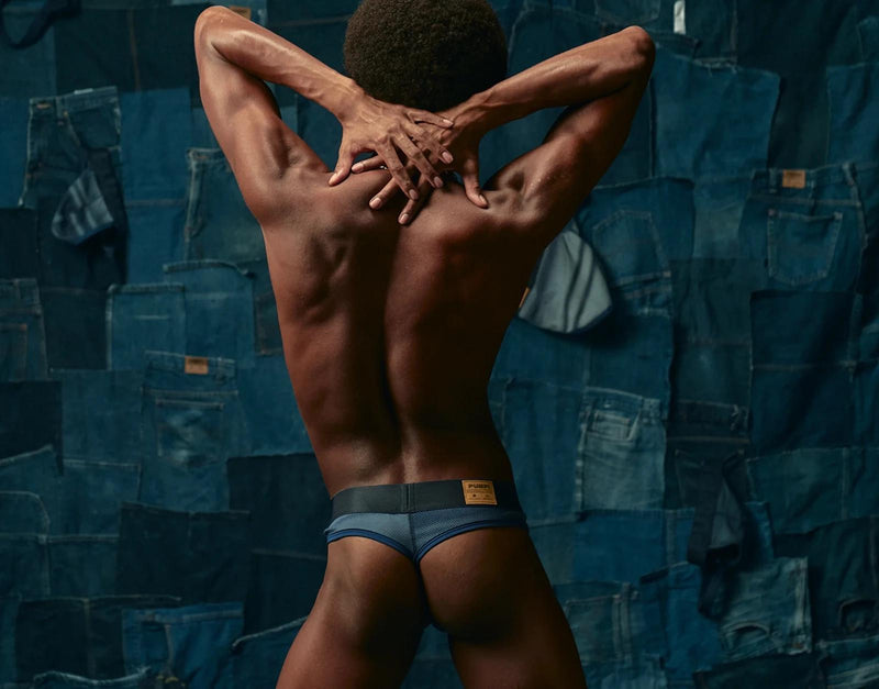PUMP! Indigo Blue Thong Woven Back Jacron Brief-Thongs Silhouette 17026 40