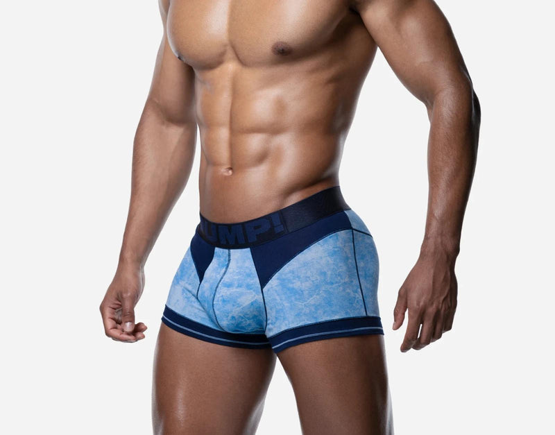 PUMP! Bubble Blue Boxer Briefs Woven Back Jacron Denim-Look Long Boxer 11120 33