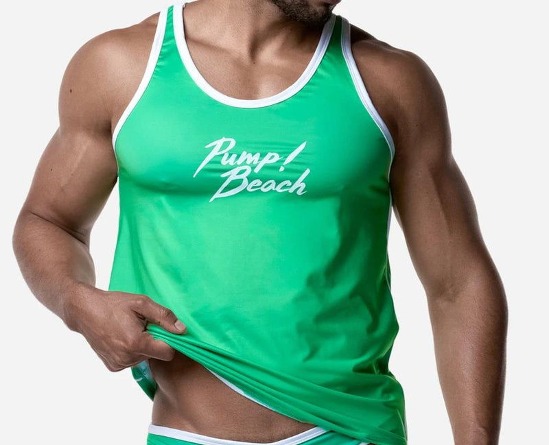 PUMP! Palm Slim-Fit Tank Top UPF 50+ Protection in Tropical Green 14031 25