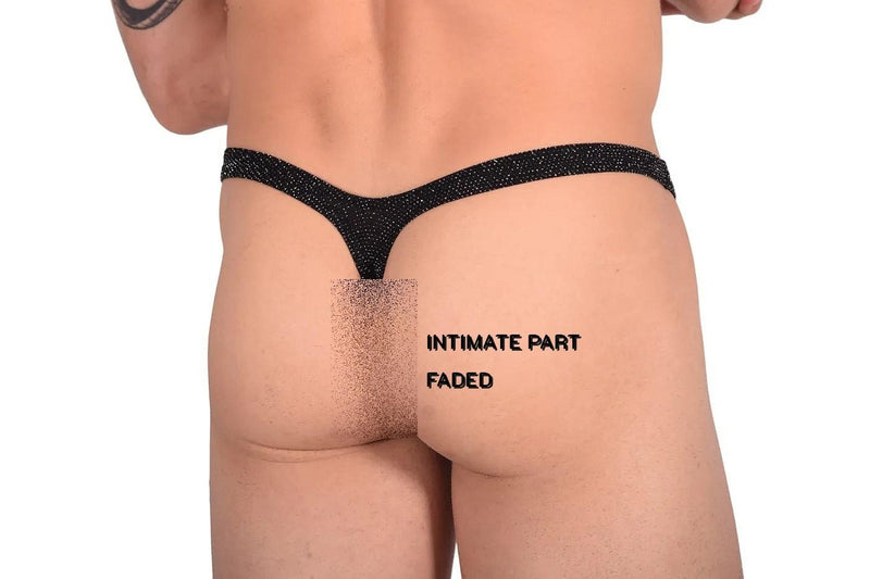 XL WOJOER Glitzer Push Up String Thong Black WS2B15 3