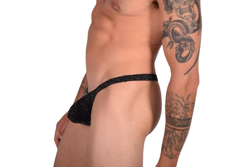 XL WOJOER Glitzer Push Up String Thong Black WS2B15 3