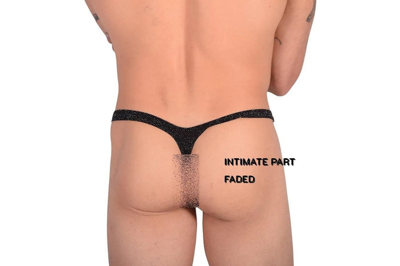 XL WOJOER Glitzer Push Up String Thong Black WS2B15 3