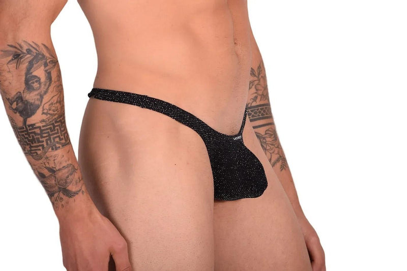 XL WOJOER Glitzer Push Up String Thong Black WS2B15 3