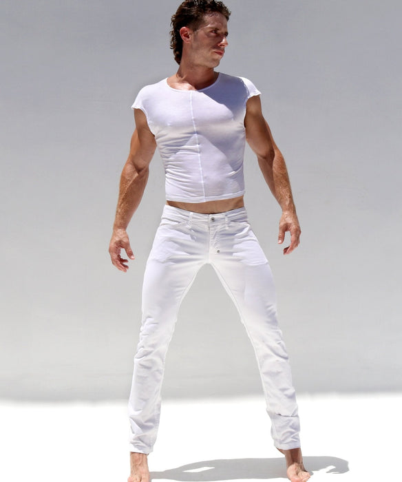 28" RUFSKIN Pants Jimmy White Slim - Fit Straight Leg Stretch Jeans 3 - SexyMenUnderwear.com