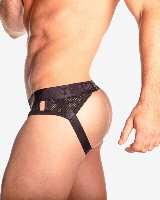 2XL TEAMM8 Aerial Jockstrap Luxury & Classic Jock 4 - Way Stretch Mesh Pannel Black 5 - SexyMenUnderwear.com