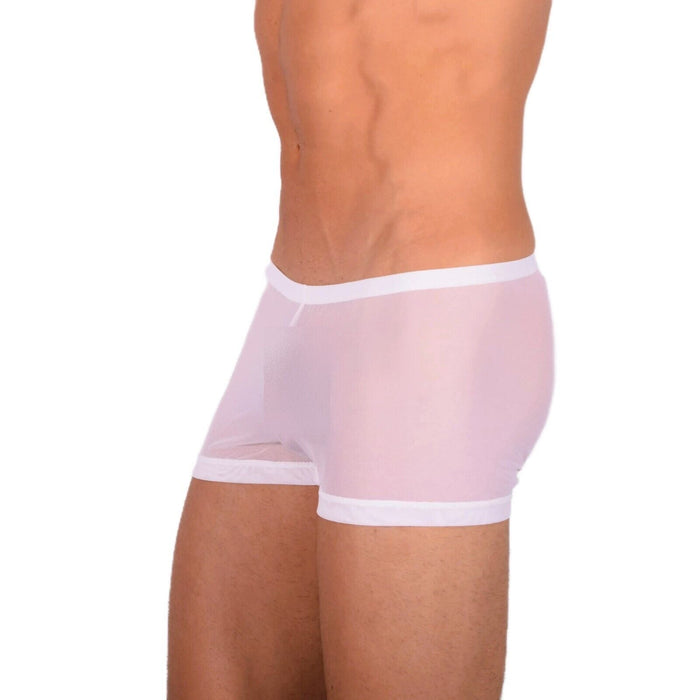 2XS/XS SMU Tanning Walking around C - Thru White Mini Boxer MX19 34032 - SexyMenUnderwear.com