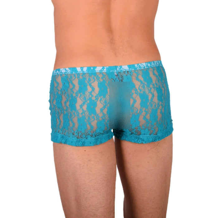 2XS/XS Smu Tanning Walking around sheer Turquoise C - Thru Mini Boxer MX19 34027 - SexyMenUnderwear.com