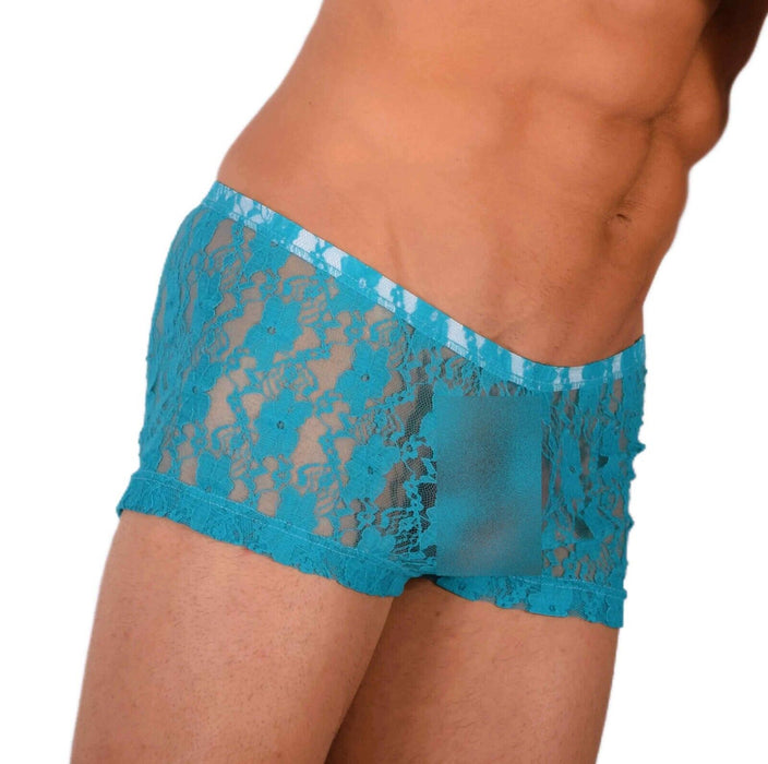 2XS/XS Smu Tanning Walking around sheer Turquoise C - Thru Mini Boxer MX19 34027 - SexyMenUnderwear.com