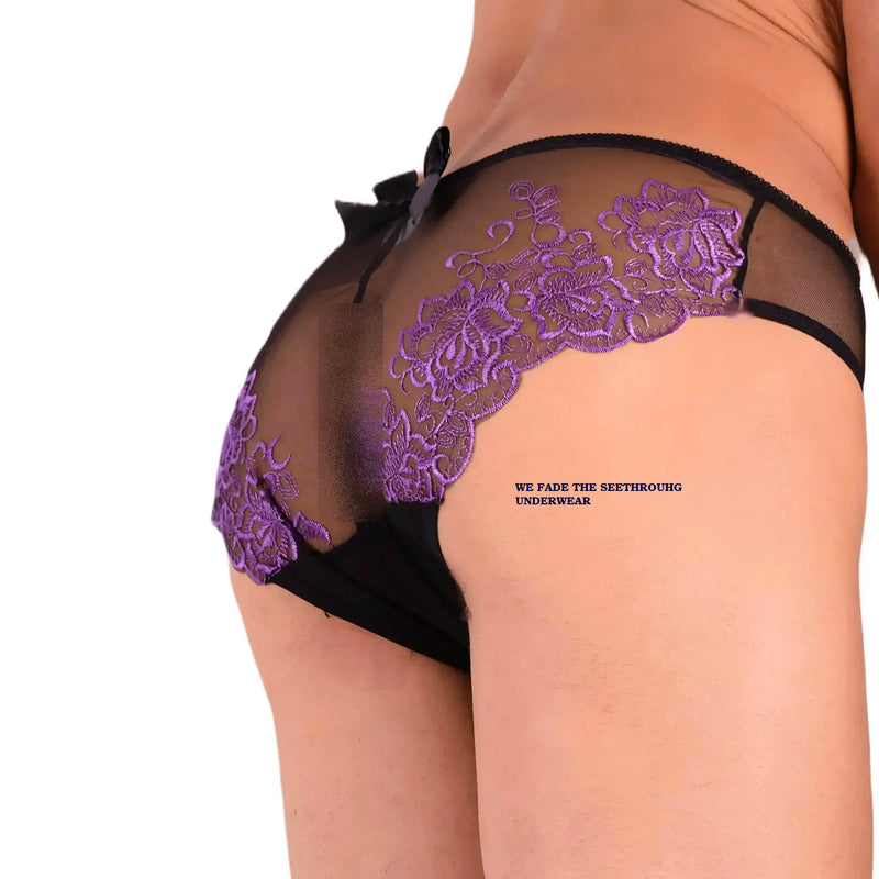 XS SMU Aristocrat C-Thru Slip en dentelle Noir/Violet 33609 MX14