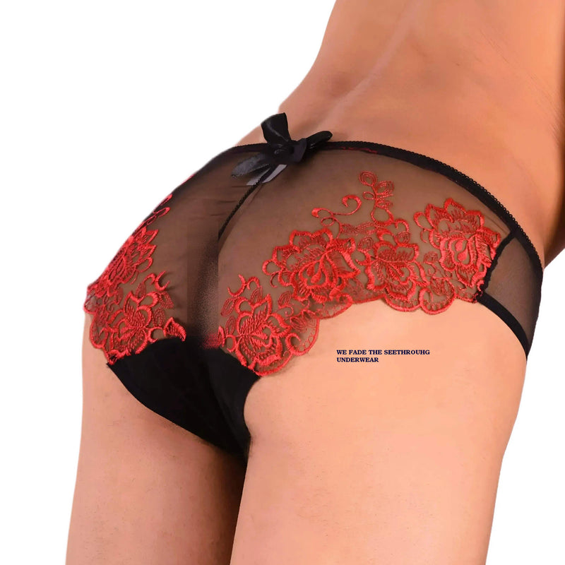 XS SMU Aristocrat C-Thru Lace Brief Black/Red 33610 MX14