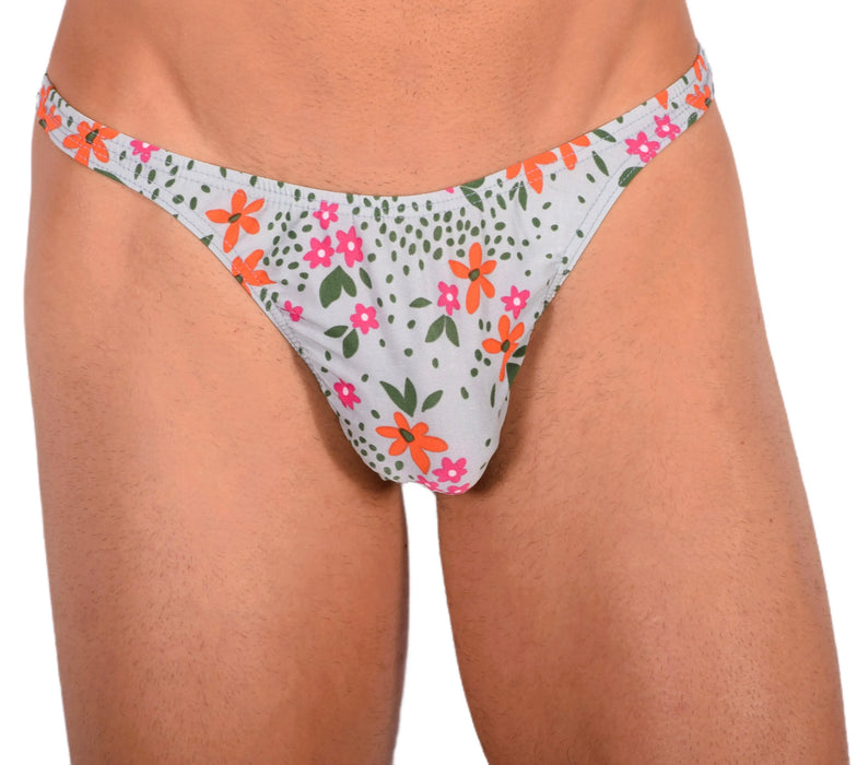 S SMU Sensual Floral Explosion Blue Thong 33686 MX15